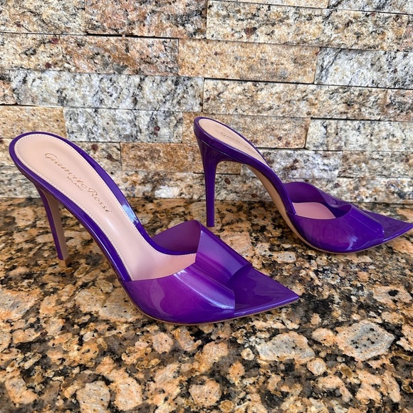 Gianvito Rossi Glass & Vernice Mules in Purple - Picture 2 of 8